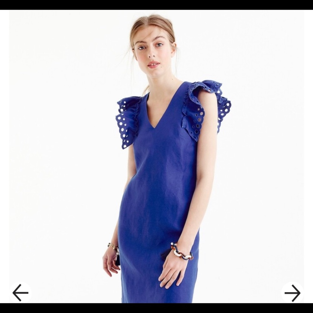 J crew eyelet ruffle sleeve shift dress
